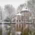 Il neige sur l'île Fanac et son école de musique, en partie inondée par la crue de la Marne, en ce mois de Février 2018. Un cygne passe...