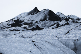 La glace du Solheimajokull, Islande