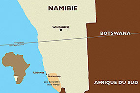 Situation de Kolmankop sur la carte de la Namibie