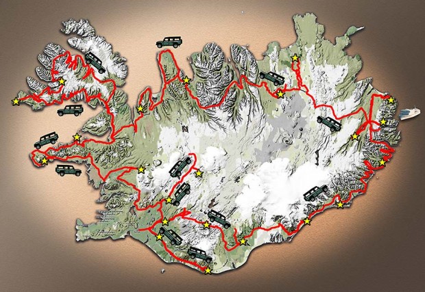 Carte du voyage Islande - 2011