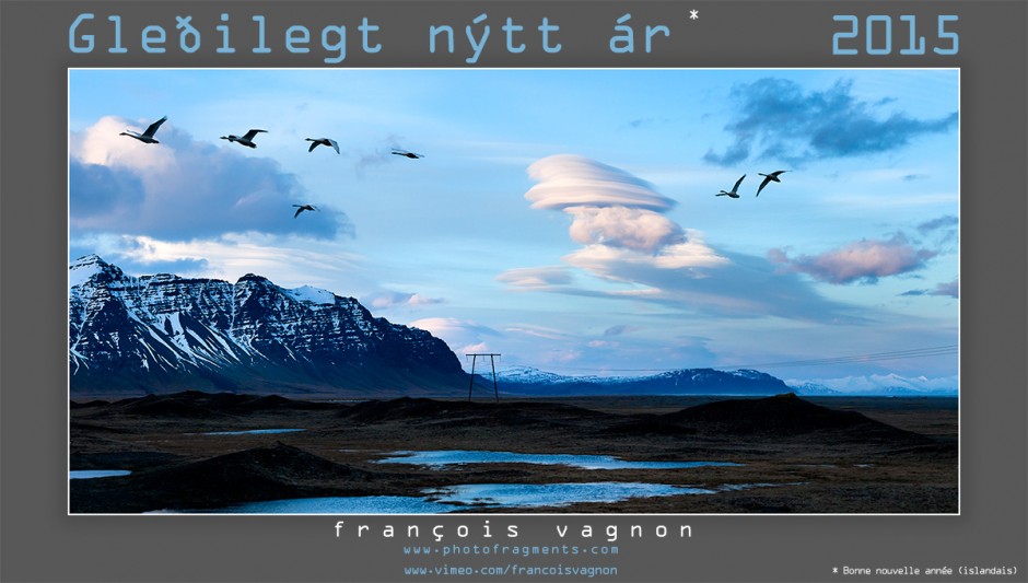 Envol de cygnes et nuages lenticulaires, Islande